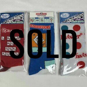 New Classic Games Unisex Size 6-12 Crew Socks Scrabble Monopoly Twister 3 pairs